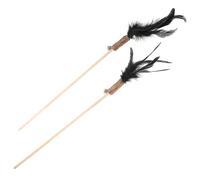 ibasenice 2Pcs Interactive Cat Wand with Pine Wood Stick Teaser for Indoor Cats Fun Catnip Teaser for Kitten Exercise and