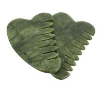 ibasenice 2pcs Jade Massage Comb for Scalp and Face Guasha Light Green Natural Meridian Comb Exfoliating Tool for Hair Care