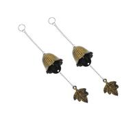 ibasenice 2pcs Japanese Vintage Cast Iron Wind Chimes with Maple Leaf Design Outdoor Hanging Bells for Garden Patio Soft Resonant Tones for Meditation and Relaxation Weather-resistant Decor