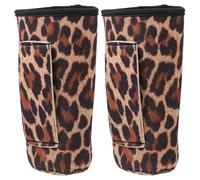 ibasenice 2pcs Leopard Print Reusable Coffee Cup Sleeves with Handle, Insulated Cloth Drink Sleeves Convenient Design, Keeps Cold Drinks Cold for Party Favour or Everyday Use