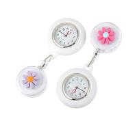 ibasenice 2pcs Little Daisy Silicone Nurse Pocket Watches Nursing Chest Watch with Clip Cute Floral Design for Healthcare Professionals in Pink and Purple