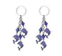 ibasenice 2pcs Lovely Dolphin Shaped Keychain Pendant Azure Stone and Alloy Material, Decorative Accessory for Bag and Car, Protection from Negative Energy, for Home and Office Use