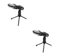 ibasenice 2pcs Mic Condenser Microphone with Holder Clip for and Karaoke Portable Pc Laptop Recording Device Black for Online Meetings and Chatting