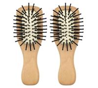 ibasenice 2pcs Mini Hair Brush for Men with Compact Wooden Design and Nylon Bristles, Suitable for Hair Types, Including Small Wooden Pocket Comb for Travel and Scalp Massage