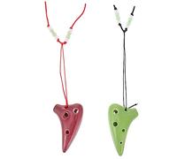 ibasenice 2pcs Mini Ocarina Necklace Lightweight Ethnic Instrument for Beginners for Boys and Girls and Adults Easy to Carry Green and Brown