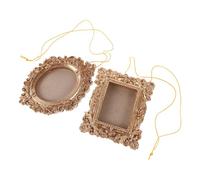 ibasenice 2pcs Mini Picture Frames Vintage Small Golden Resin Oval and Rectangular Tiny Frames with Flexible Display for Living Room Decor and Wedding Ornament