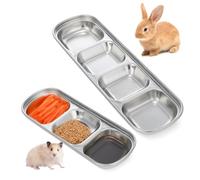 ibasenice 2Pcs Multi-grid Stainless Steel Pet Feeding Plates Small Fodder Trays for Dogs and Cats Practical Food and Water Bowls with Easy Installation