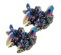 ibasenice 2pcs Natural Crystal Clusters Ornament for Home Decor and DIY Crafts, Rainbow Electroplated Crystal Stones, Easy to Clean and Living Environment, Suitable for Aquariums