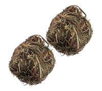 ibasenice 2pcs Natural Grass Chew Ball for Small Animals Bunny Guinea Pig Rabbit Hamster Teething Toys