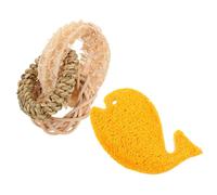 ibasenice 2pcs Natural Loofah Bunny Chew Toys for Small Pets Teeth Cleaning Interactive Toys for Hamsters Rabbits and Chinchillas