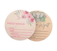ibasenice 2pcs Newborn Name Sign Arrival Sign Birth Announcement Wood Decor Newborn Photo Prop