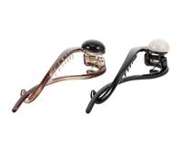 ibasenice 2pcs One-word Hair Clip Twist Hair Clasp Clip Plastic Banana with Secure Hold and Maintains Hairstyle for Womens and Elegant French Style Parties and Weddings with White Pearls