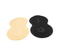 ibasenice 2Pcs Peanut Shaped Pet Litter Mats Durable Cat and Dog Feeding Mats Easy Clean Black Beige Comfortable Dining Experience