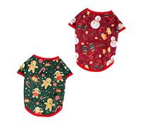 ibasenice 2pcs Pet Christmas Costume Cartoon Dog Apparel with Snowman and Gingerbread Comfortable and Easy to Wear Xmas Puppies and Dogs