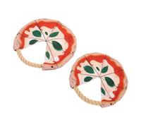 ibasenice 2pcs Pizza-shaped Dog Flying Disc with Soft Cotton Rope Bite-resistant Fetching Disc for Puppy Training and Outdoor Play Interactive Pet for Chewing and Exercise
