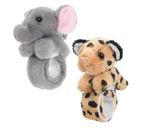 ibasenice 2pcs Plush Animal Slap Bracelets Comfortable Soft Stuffed Wristbands Fun Snap Bands for Boys and Easy and Elephant Design