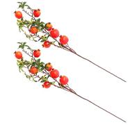 ibasenice 2pcs Pomegranate Picks Lifelike Pomegranate Bouquet 12.6x2.4x2.4inch Foams Iron Wire Realistic Photography Prop Decorative Use for Decorating The Bedroom