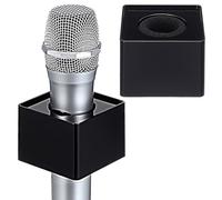 ibasenice 2Pcs Portable Microphone Flag Station Square Injection Molded Interview Mic Logo Box ABS Branding Block for Studio-Grade Media Events Broadcasting Reporter Mic Accessories, Matte Black