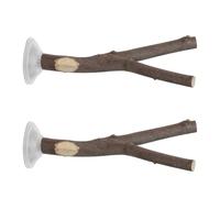 ibasenice 2pcs Portable Parrot Perch with Suction Cup Natural Wood Branch Design for Small to Medium Birds, Stable Attachment for Indoor and Travel Use
