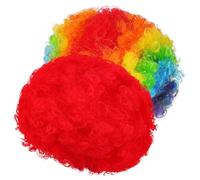 ibasenice 2pcs Rainbow Afro Clown Wigs for Adults, Red Curly Disco Costume Wigs for Party, Circus, Cosplay and Fancy Dress Accessories