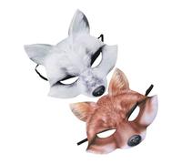 ibasenice 2pcs Realistic Fox Half Mask for Adults EVA Animal Cosplay Accessory with Detailed Craftsmanship Fit for Halloween Masquerade and Costume Parties Easy to Clean Brown White