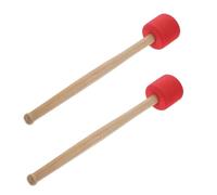 ibasenice 2pcs Red Percussion Mallets Drumsticks with Wooden Handles for Snare and Bass Drum, Professional Instrument Accessories for Band Practice and Live Performances