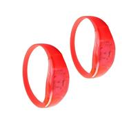 [ibasenice] 2pcs Red Silicone PVC Luminous Bracelet with Voice Control Flashing Function Adjustable Live Concert Party Bracelet for Adults Accessories