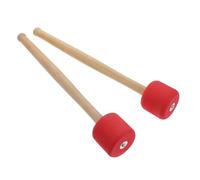 ibasenice 2pcs Red Wood Drum Mallets Big Drum Hammer Percussion Sticks with Foam Head for Kit and Marching Band Use