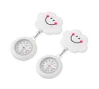 ibasenice 2pcs Retractable Nurse Pocket Watch with Smile Hanging Brooch-Style Chest Watches for Staff Lightweight