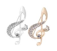 ibasenice 2pcs Rhinestone Music Note Brooch Pin Alloy Badge for Women Elegant Sparkling Decoration Stylish Accessory for Clothes Party Favors