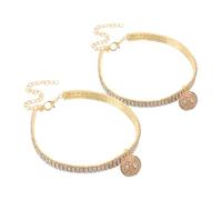 ibasenice 2pcs Rhinestone Pet Collar Necklace for Dog Kitten Adjustable Bling Cat Dog Collar Bells Elegant Pet Accessories for Cats