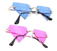 ibasenice 2pcs Rimless Eyeglasses Sunglasses Props Fashionable PC Costume Accessory Comfortable Wearing for Women Men Parties Unique Shape