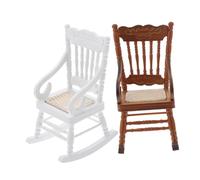 ibasenice 2pcs Scale Miniature Rocking Chair Wooden Vintage Dollhouse Furniture with Cushion Realistic Tiny House Ornament for Model Collectors and Holiday Decoration