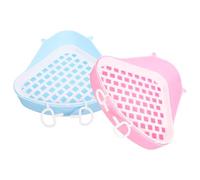 ibasenice 2Pcs Small Animal Pet Toilet Set for Rabbits, Guinea Pigs Hamsters - Plastic Corner Litter Boxes in Blue and Pink for Indoor Potty Training