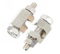 ibasenice 2pcs Solar Ground Clamp Tin Plated Copper with Outer Hexagon and Toothed Gasket for Module Wire Management and Lightning Protection in Photovoltaic Systems