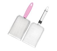 ibasenice 2pcs Stainless Steel Cat Litter Scoop Metal Poop Scooper with Fine Mesh Sifter Deep Ergonomic Handle for Kitten and Pet Litter Box Cleaning Durable Easy to Clean Waste Sifting Tool