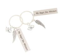 ibasenice 2pcs Stainless Steel Cat Memorial Keychain Pet Keepsake Key Ring for Lost Cat Sympathy Suitable and Bereavement Memorial