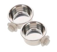 ibasenice 2pcs Stainless Steel Hanging Kennel Water Bowl for Medium and Small Dogs Cats Secure Mountable Animal Feeding Dish with Smooth Edges for Noise Reduction and Easy Cleaning