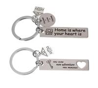 ibasenice 2pcs Stainless Steel Housewarming Keychains for Everyday Use, Stylish and Delicate Decoration for House and Door Keys, New Home