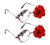 ibasenice 2pcs Steampunk Gothic Lolita Eyewear for Women Lightweight Punk Sunglasses with Rose and Rivet Details Vintage-inspired Dark Glasses for Cosplay Themed Parties and Edgy Fashion