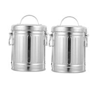 ibasenice 2pcs Tabletop Ashtray with Lid Windproof Water Bucket Design Portable Metal Desktop Trash Bin for Office Home Large Capacity Smokeless Ash Storage Holder