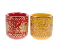 ibasenice 2pcs Temple Tea Cups Ceramic Worshiping Cups with Classic Lotus Pattern, Lightweight and Easy to Carry, for Worship in Buddhism or Home Use
