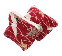 ibasenice 2pcs Vintage Chinese Coin Purse with Zipper Mini Canvas Wallet Brocade Jewelry Pouch for Girls Portable Change Organizer Small Key Holder