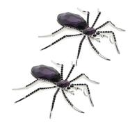 ibasenice 2pcs Vintage Rhinestone Spider Brooch Crystal Halloween Lapel Pin Jewelry Badge Decoration for Suit Hat Bling Spider Accessory