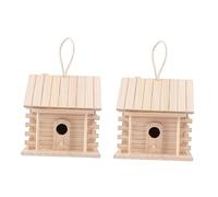 ibasenice 2pcs Wooden Bird Nest Bird House Perch Stand Artificial Nesting Box Outdoor Hanging Feeder