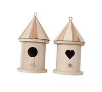 ibasenice 2pcs Wooden Bird's Nest Ornaments Diy Boy Girl's Coloring Bird House Garden Decoration Practical Birds Bed for Outdoor Use Material for Home Decor Accessories