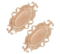 ibasenice 2pcs Wooden Carving Applique Carved Onlay Bed Onlay Decor Natural Wood Creative Style Compact and Break Down Resistance Home Furniture Decoration