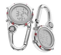 ibasenice 2sets 2pcs Luminous Pocket Watch with Mini Carabiner Clip Durable Outdoor Hanging Timepiece for Adventure and Travel Stylish Design for Men and Women Red 2pcs*2