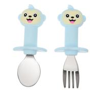 ibasenice 2sets Boy Girl Training Tableware Set Fork and Spoon for Boy Girl Safe and Eating Utensils for Weaning and Learning to Self-