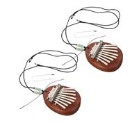 ibasenice 2sets Mini Thumb Piano Kalimba Wood Marimba Instrument Rope Chain Portable Musical Instrument for Music Practice Beginner